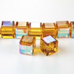 Chinese Cut Crystal Bead 30 Facet - Cube 04x4MM TOPAZ AB