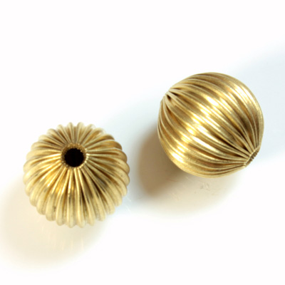 Brass Corrugated Bead - Round 14MM RAW