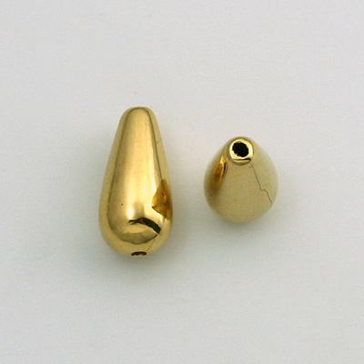 Metalized Plastic Smooth Bead - Pear 16x8MM GOLD