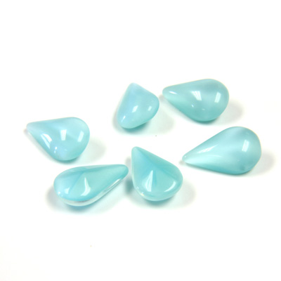 Glass Point Back Buff Top Stone Opaque Doublet - Pear 10x6MM AQUA MOONSTONE