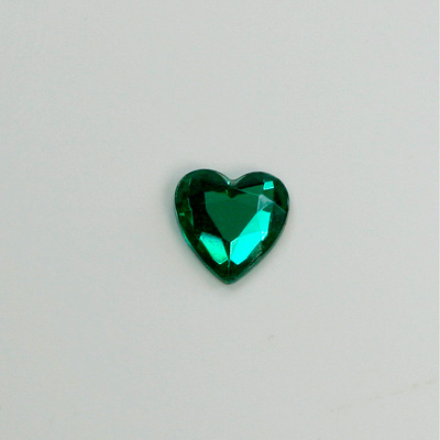 Glass Flat Back Rose Cut Fancy Foiled Stone  - Heart 09x8MM EMERALD