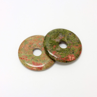 Gemstone Bead - Donut Round Smooth 35MM EPIDOTE