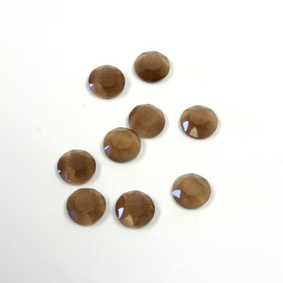 Fiber-Optic Flat Back Stone with Faceted Top and Table - Round 05MM CAT'S EYE BROWN