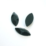 Plastic Flat Back Faceted 2-Hole Opaque Sew-On Stone - Navette 18x9MM JET