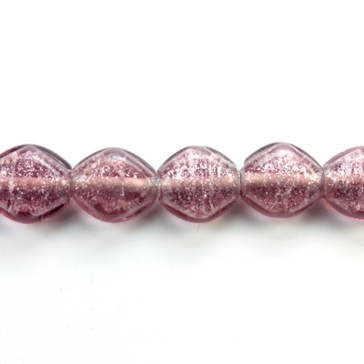 Glass Lampwork Bead - Kite Diamond Shape 13x12MM SILVER FL INLAY LT AMETHYST