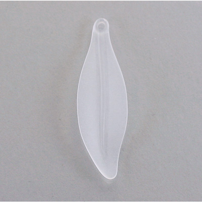 German Plastic Leaf Pendant with Hole - 40x12MM MATTE CRYSTAL