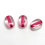 Plastic Bead - Color Lined Smooth Flat Keg 13x10MM CRYSTAL PINK LINE