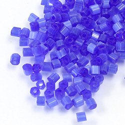 Czech Glass Seed Bead - 2 Cut Hex 10/0 SATIN BLUE 35061