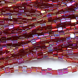 Czech Glass Seed Bead - 2 Cut Hex 10/0 GARNET AB 91120