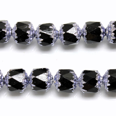 Czech Glass Fire Polished Bead - Cathedral 08MM JET TANZANITE