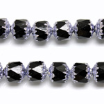 Czech Glass Fire Polished Bead - Cathedral 08MM JET TANZANITE