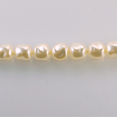 Czech Glass Pearl Bead - Baroque Oblong 09x9MM WHITE 70401