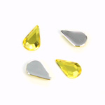 Plastic Flat Back Foiled Rose Cut Rhinestone - Pear 13x8MM JONQUIL