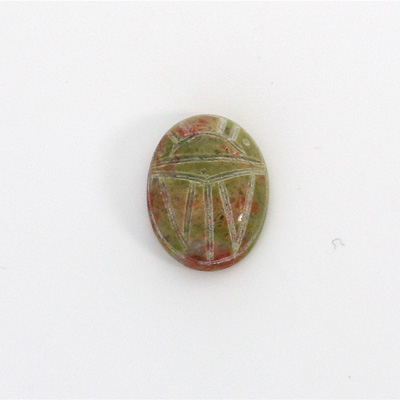 Gemstone Flat Back Carved Scarab 16x12MM EPIDOTE