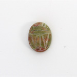 Gemstone Flat Back Carved Scarab 16x12MM EPIDOTE