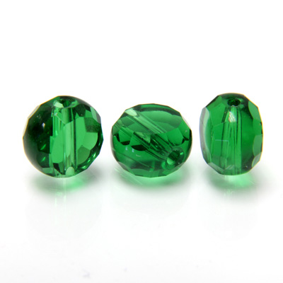 Chinese Cut Crystal Bead - Round Disc Side Drilled 08MM DARK EMERALD