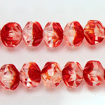 Czech Glass Fire Polished Bead - Rondelle Disc 8x6MM CRYSTAL-RUBY