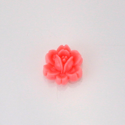 Plastic Carved No-Hole Flower - Rose 11MM CORAL