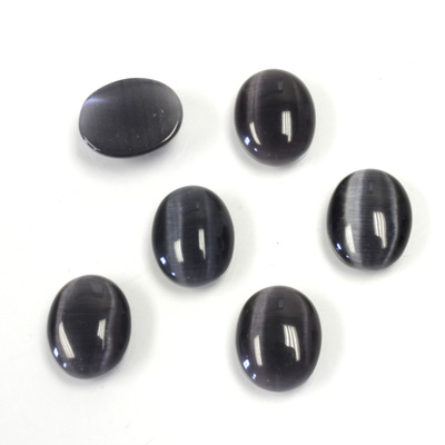 Fiber-Optic Cabochon - Oval 10x8MM CAT'S EYE GREY