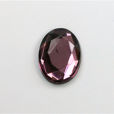 Glass Flat Back Rose Cut Faceted Foiled Stone - Oval 18x13MM LT AMETHYST