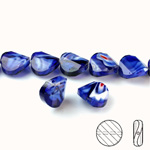 Chinese Cut Crystal Millefiori Bead - Round Twist 14MM BLUE