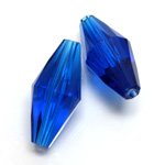 Plastic Bead -  Faceted Elongated Bicone 30x14MM SAPPHIRE