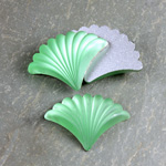 Glass Cabochon - Fan/Shell Shape 25x19MM MATTE PERIDOT Foiled