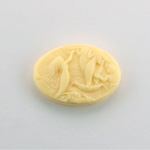 Plastic Cameo - Mermaids Swimming Oval 25x18MM IVORY ON IVORY