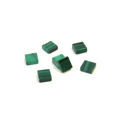 Gemstone Flat Back Flat Top Straight Side Stone - Square 04x4MM MALACHITE