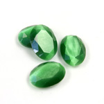 Fiber-Optic Flat Back Stone with Faceted Top and Table - Oval 14x10MM CAT'S EYE GREEN