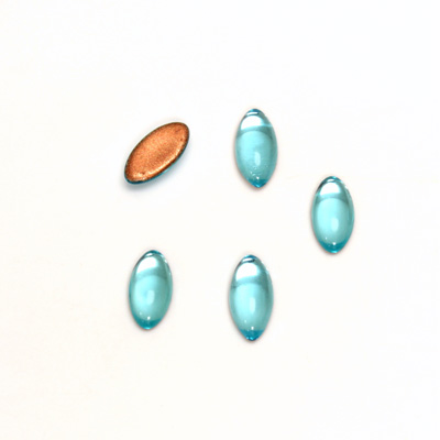 Glass Medium Dome Foiled Cabochon - Navette 10x5MM AQUA