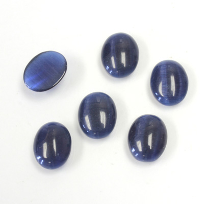 Fiber-Optic Cabochon - Oval 10x8MM CAT'S EYE BLUE