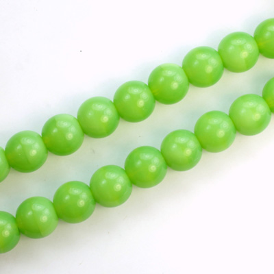 Czech Pressed Glass Bead - Smooth Round 08MM OPAL GREEN