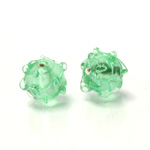 Glass Lampwork Bead - Round Sputnik 12MM PERIDOT SILVER LINE