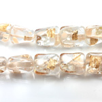 Glass Lampwork Bead - Baroque Irregular 15x12MM CRYSTAL FOIL GOLD