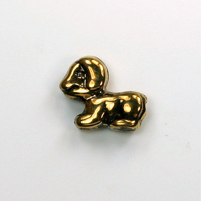 Metalized Plastic Engraved Bead - Puppy 15x13MM ANT GOLD