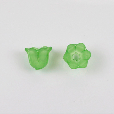 German Plastic Flower with Hole - Bell Shape 14x12MM MATTE PERIDOT