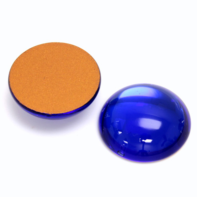 Glass Medium Dome Foiled Cabochon - Round 21MM SAPPHIRE