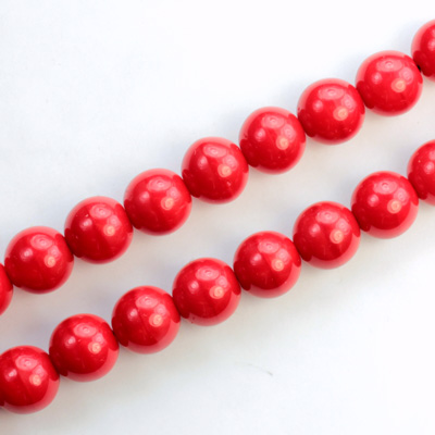Czech Pressed Glass Bead - Smooth Round 08MM CHERRY RED