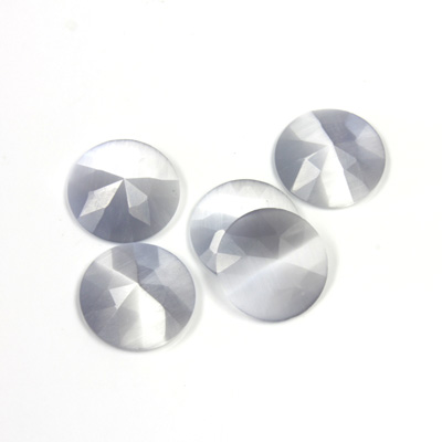 Fiber-Optic Flat Back Cabochon - Rauten Rose Round 11MM CAT'S EYE LT GREY