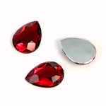 Plastic Flat Back Foiled Rose Cut Rhinestone - Pear 18x13MM RUBY