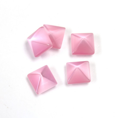 Fiber-Optic Cabochon - Pyramid Top 08x8MM CAT'S EYE LT PINK