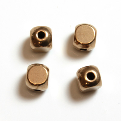 Brass Bead -Lead Safe - Fancy Cube 05.5MM RAW BRASS