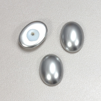 Glass Medium Dome Pearl Dipped Cabochon - Oval 18x13MM LIGHT GREY