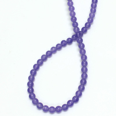 Gemstone Bead - Smooth Round 04MM Dyed QUARTZ Col. 16 PURPLE