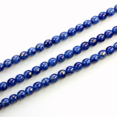 Czech Pressed Glass Bead - Smooth Matrix Round 04MM COATED LAPIS LAZULI