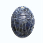 Gemstone Flat Back Carved Scarab 30x22MM SODALITE