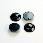 Plastic Flat Back Faceted 2-Hole Opaque Sew-On Stone - Round 15MM JET