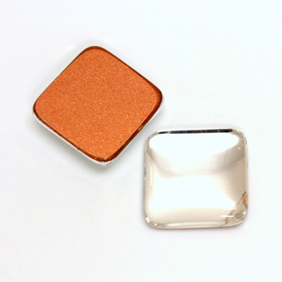 Glass Low Dome Foiled Cabochon - Square Antique 18x18MM CRYSTAL