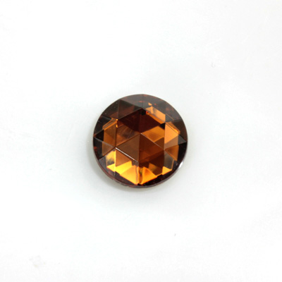 Glass Flat Back Foiled Rauten Rose - Round 13MM SMOKE TOPAZ